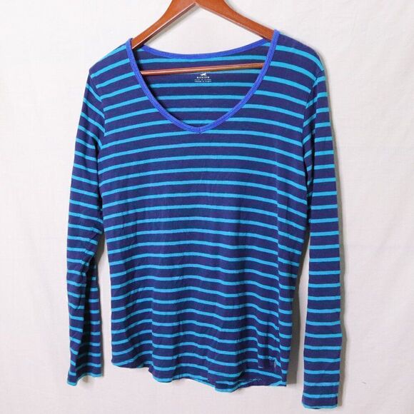 Horny Toad | V Neck Long Sleeve Top Striped Medium - Picture 1 of 5